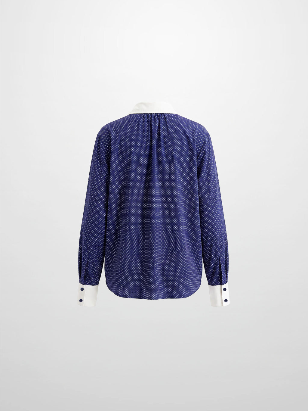 White Collar Mini Dot Shirt-Navy/White