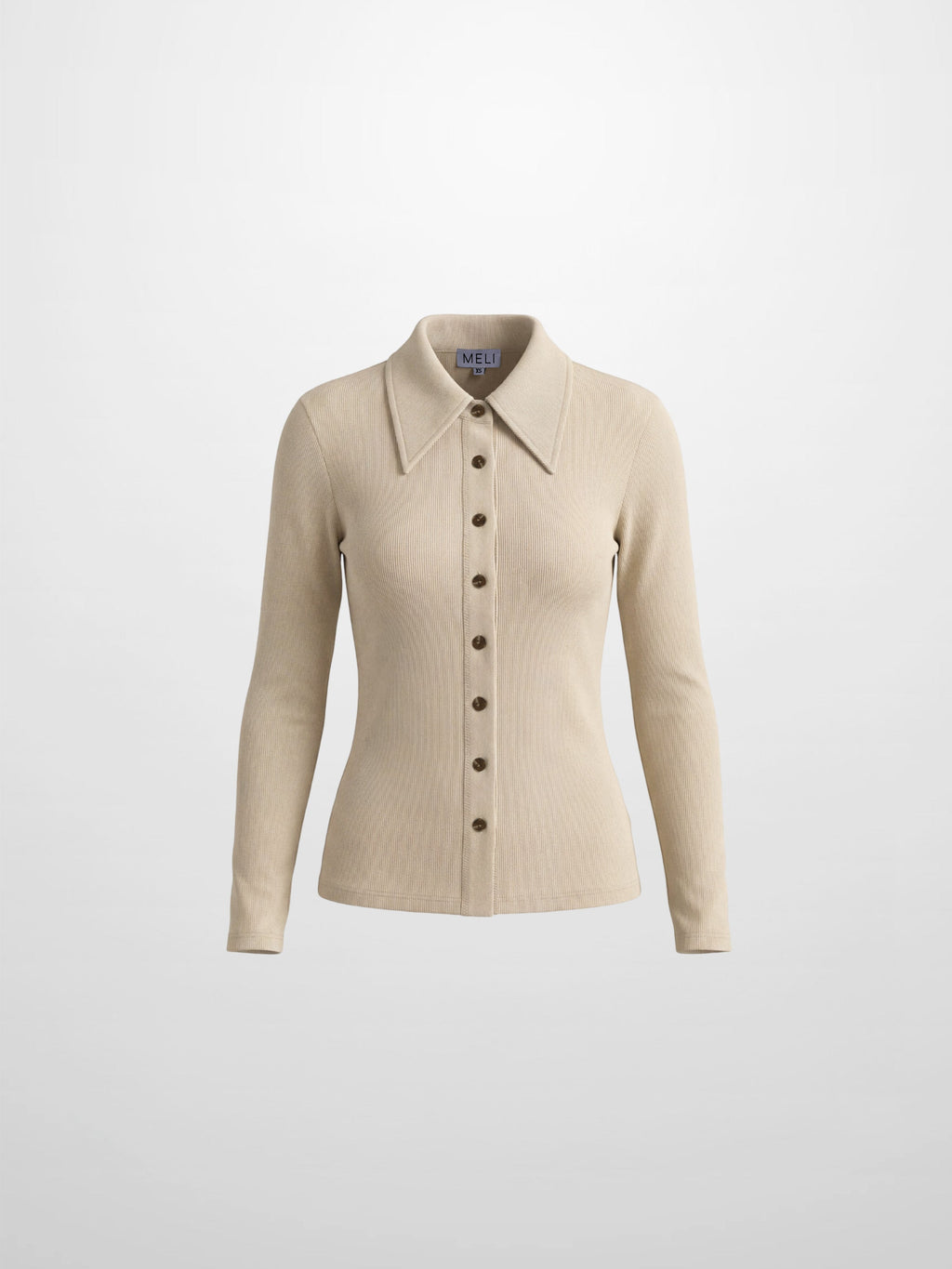 Ribbed Button Down Shirt-Taupe