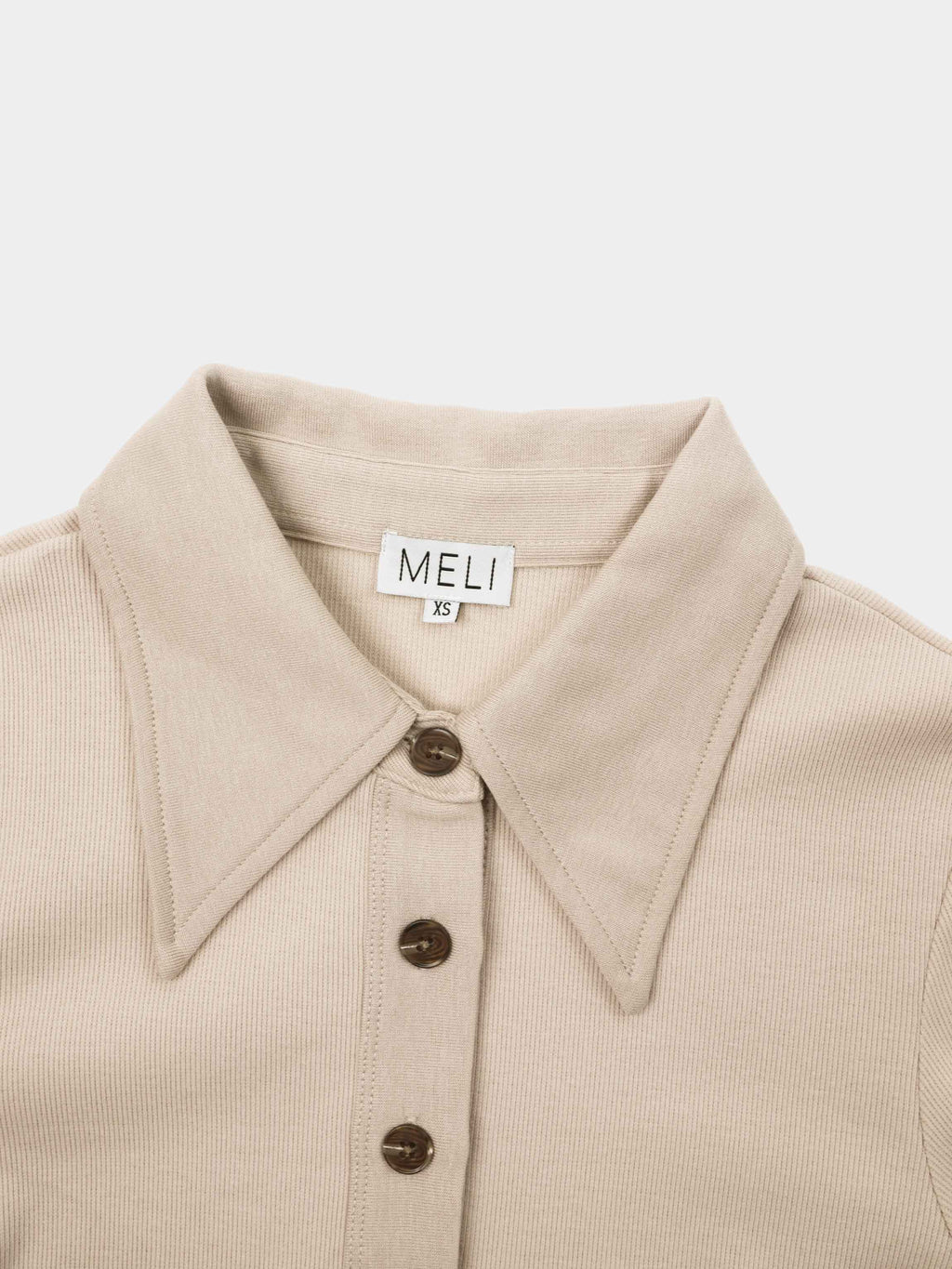 Ribbed Button Down Shirt-Taupe