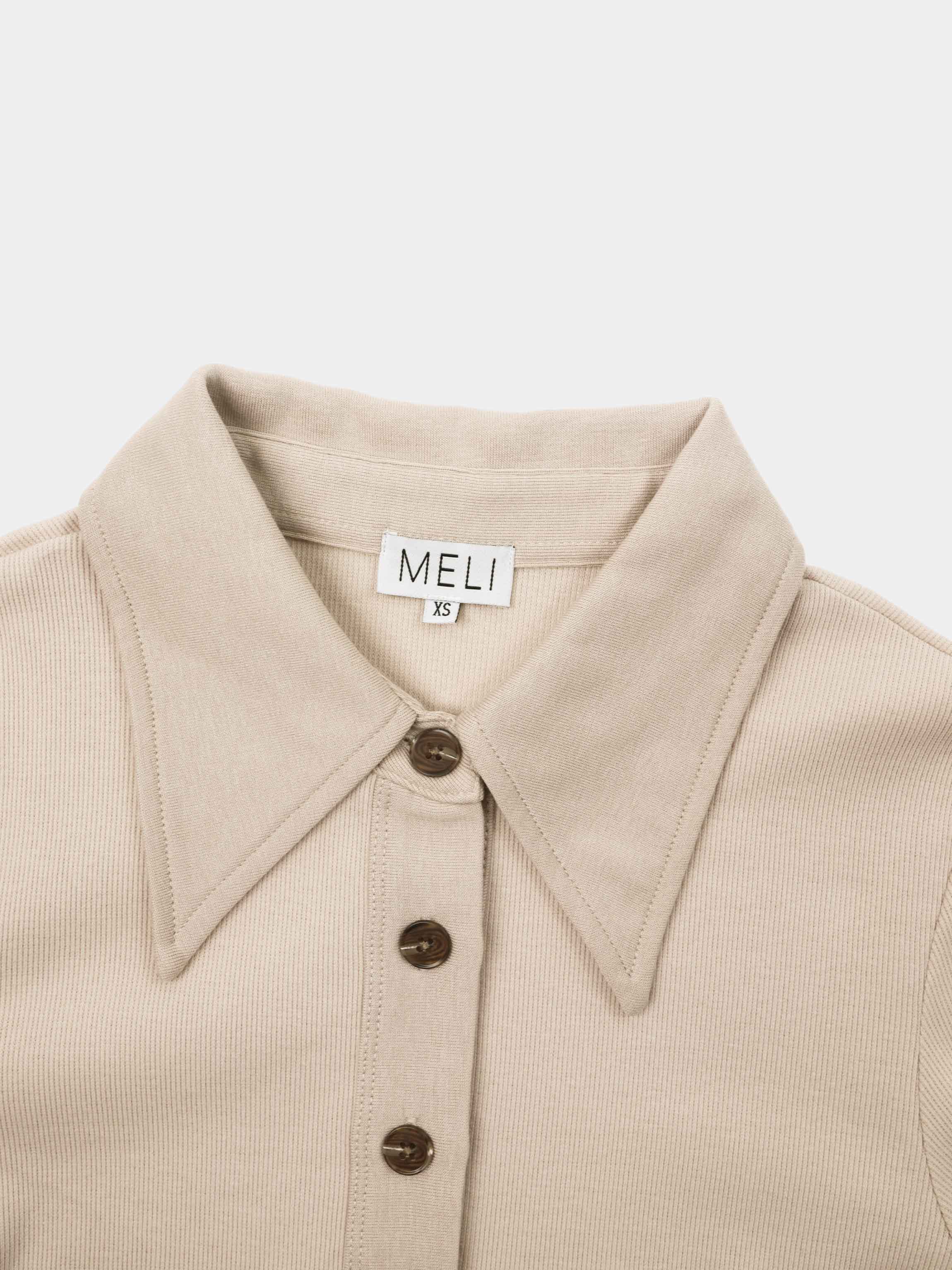 Ribbed Button Down Shirt-Taupe