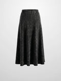 Paneled Flare Skirt 35"-Black Wash
