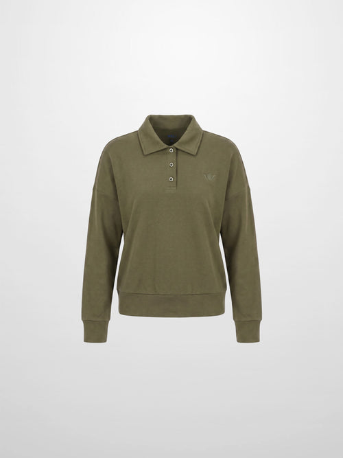 Collared Bomber Tee-Olive