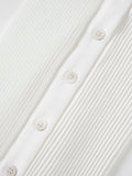 Pintuck Button Down Blouse-White