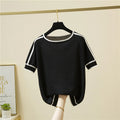 Casual Thin Knitted T-Shirt Camisetas Mujer Summer Short Sleeve Tops