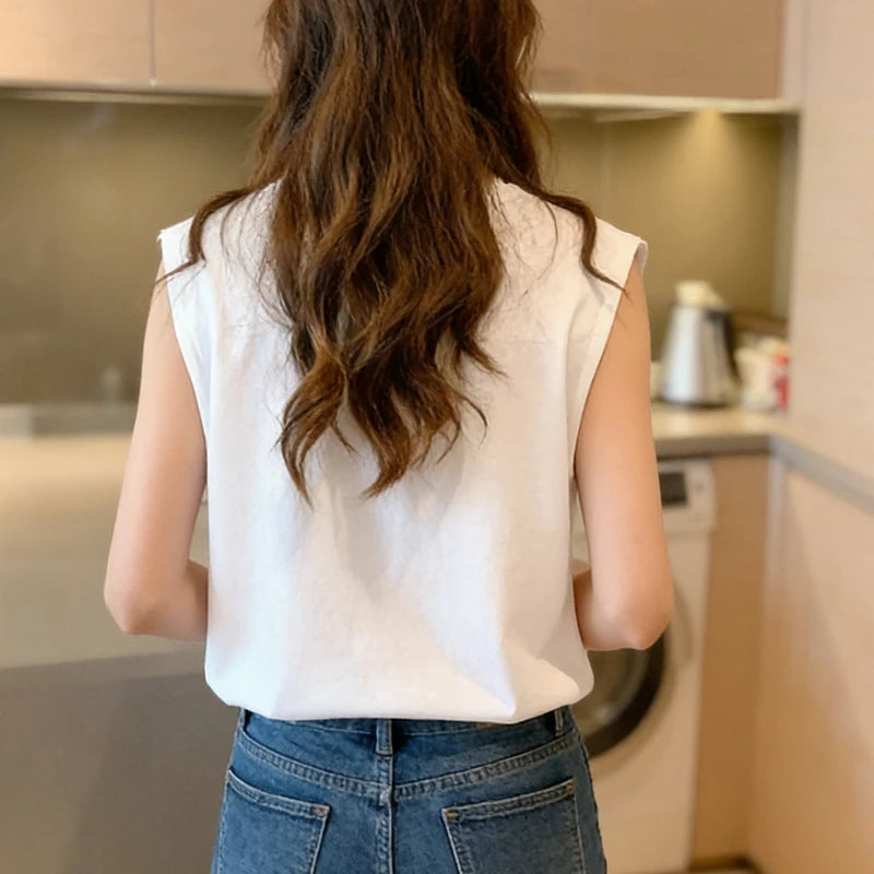 Woman Loose Sleeveless Tank Top Summer Casual Vest Basic Daily T-shirt