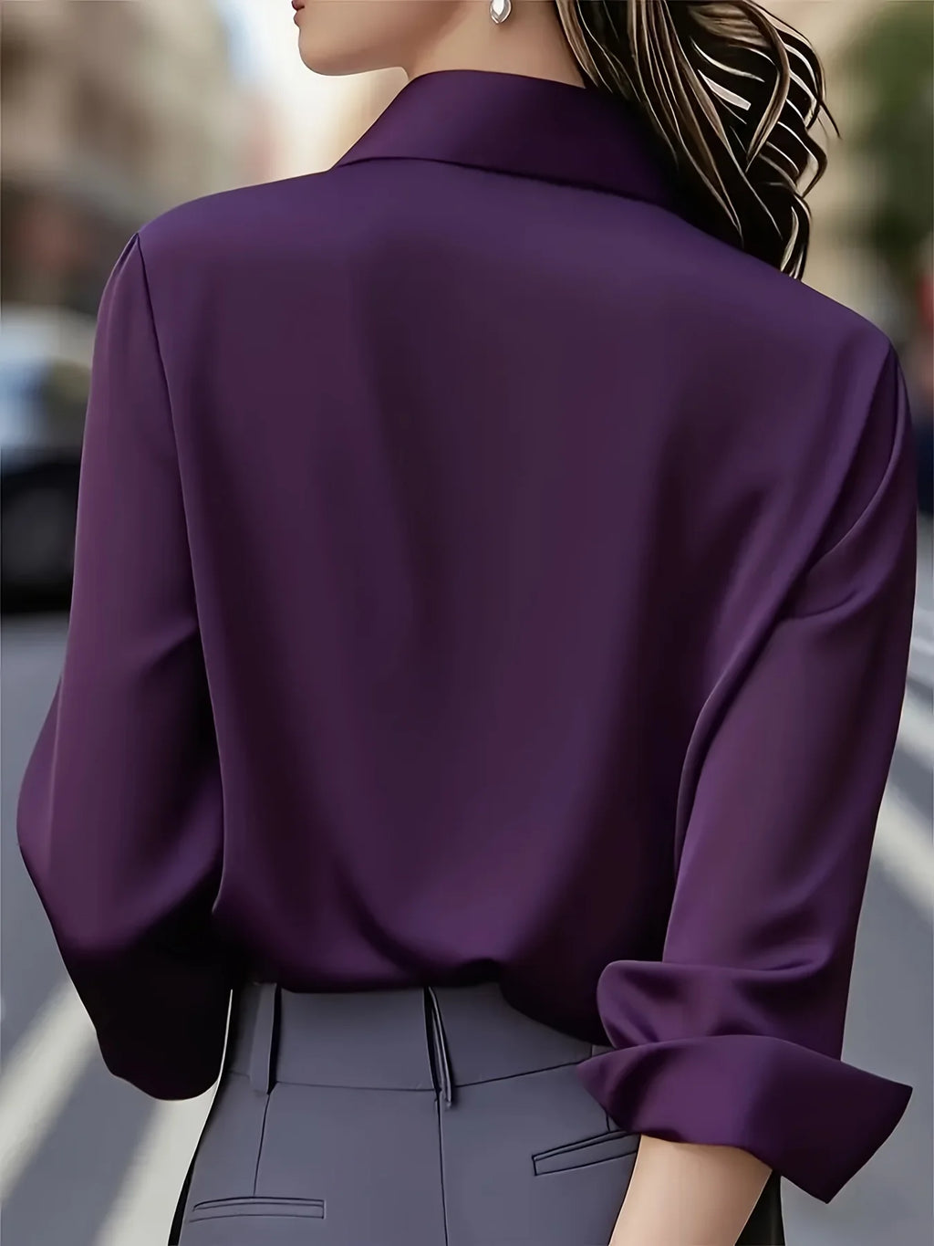 Elegant Long-Sleeved Shirt for Women, Classic Front-Button Shirt,