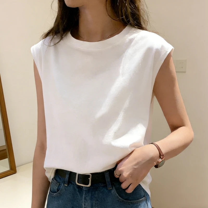 Woman Loose Sleeveless Tank Top Summer Casual Vest Basic Daily T-shirt