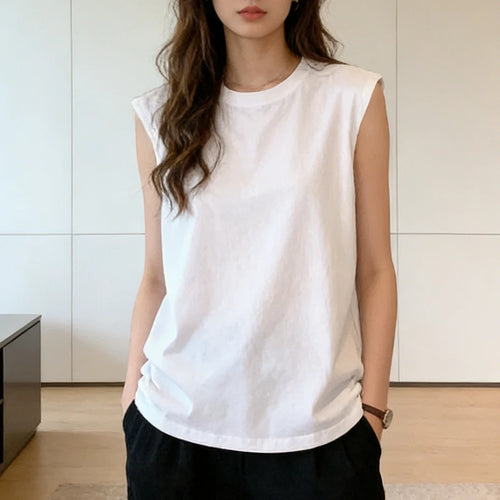 Woman Loose Sleeveless Tank Top Summer Casual Vest Basic Daily T-shirt