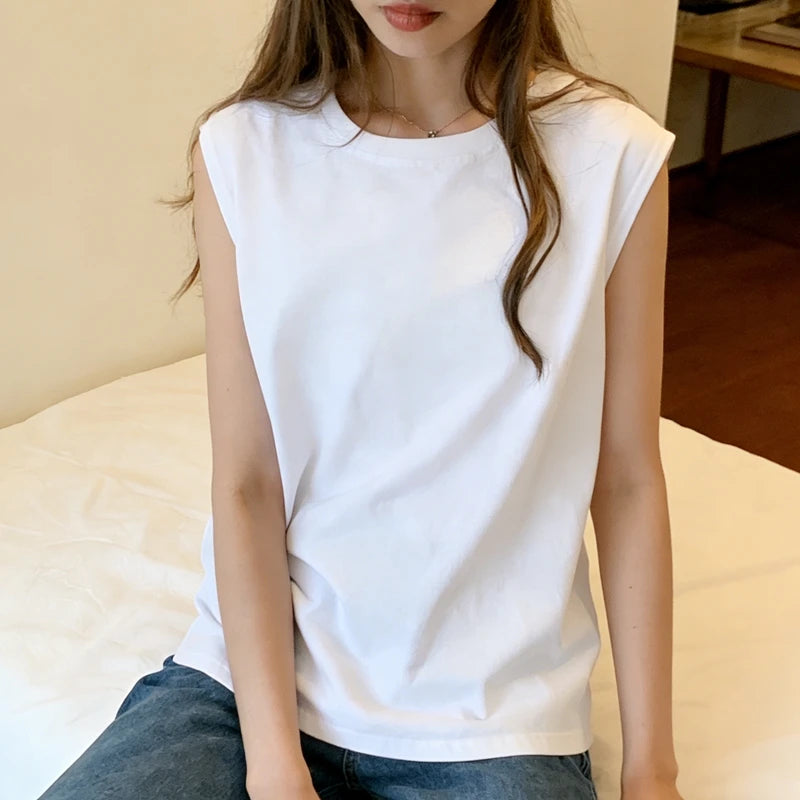 Woman Loose Sleeveless Tank Top Summer Casual Vest Basic Daily T-shirt