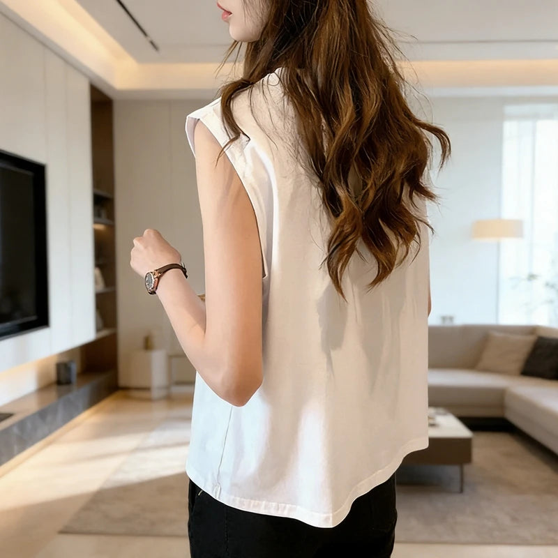 Woman Loose Sleeveless Tank Top Summer Casual Vest Basic Daily T-shirt