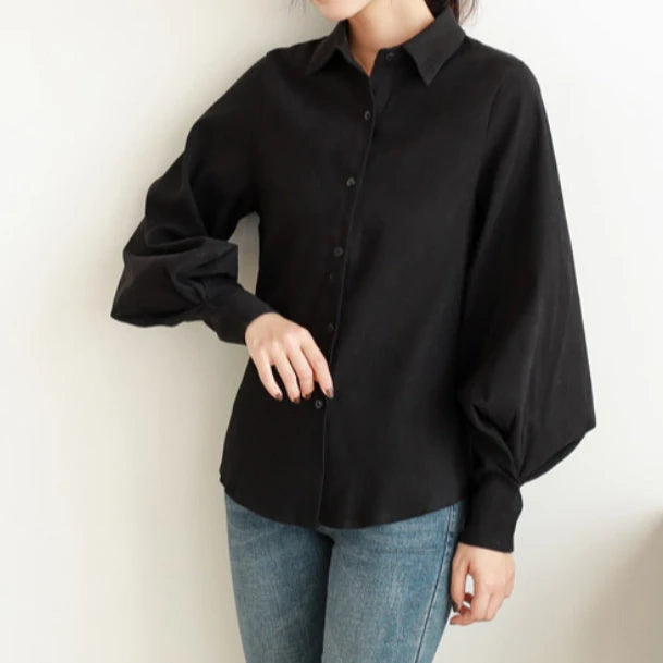 Spring Autumn Lantern Sleeve Elegant Women's White Blouse 2025 New