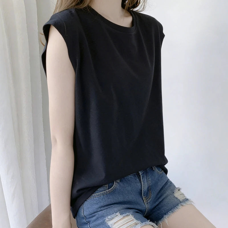 Woman Loose Sleeveless Tank Top Summer Casual Vest Basic Daily T-shirt