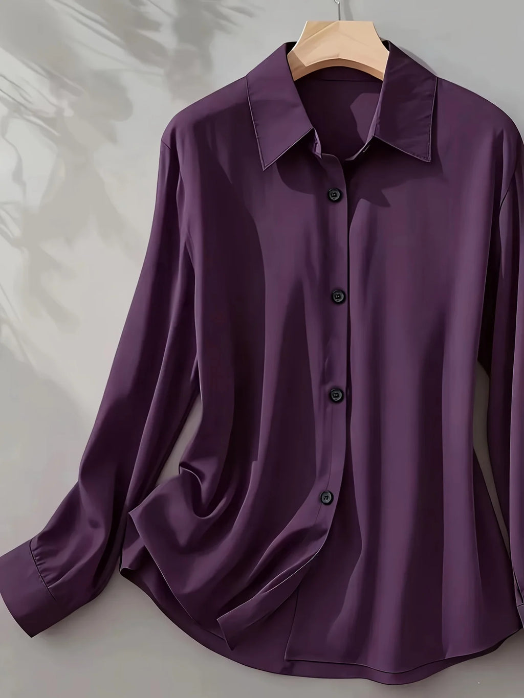 Elegant Long-Sleeved Shirt for Women, Classic Front-Button Shirt,